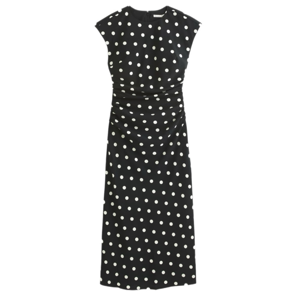 Abercrombie & Fitch Black Polka Dot Midi Dress - Picture 2 of 7